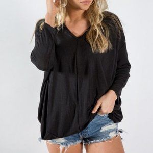 3/4 Sleeve Length Black Shirt - OS